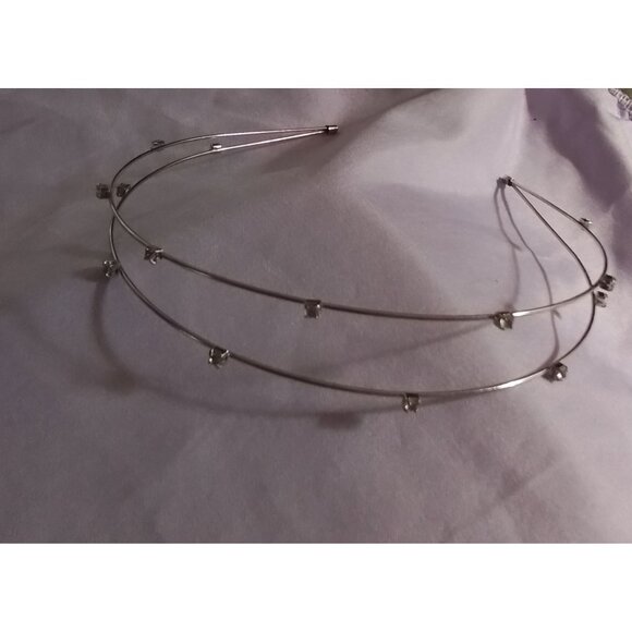Double-Strand Silver Tone Rhinestone Headband - Picture 2 of 2